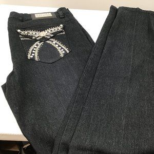 LA Jeans Black Rhinestone embellished jeans size 9